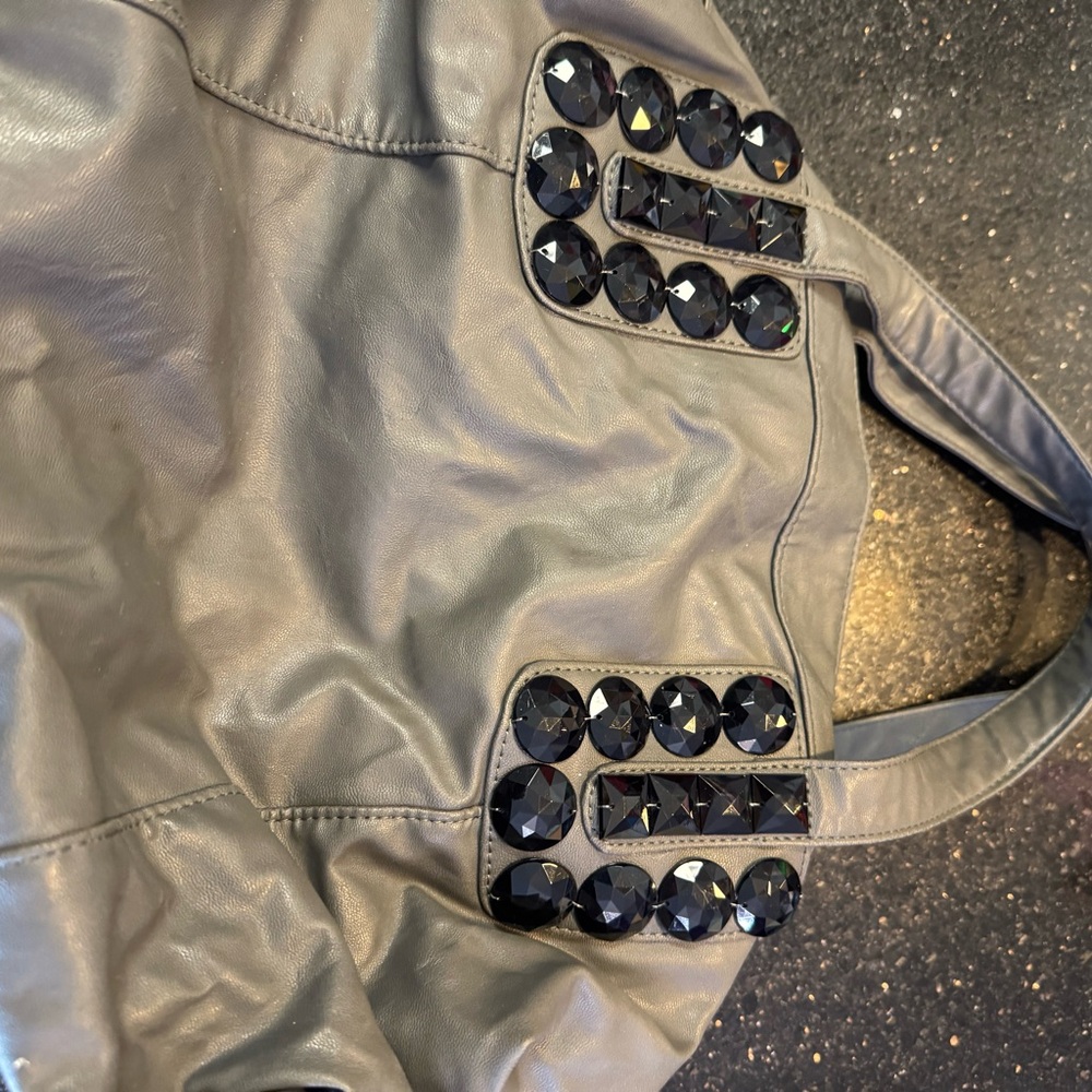 Olivia + Joy Gray Jacket with Black Embellishments